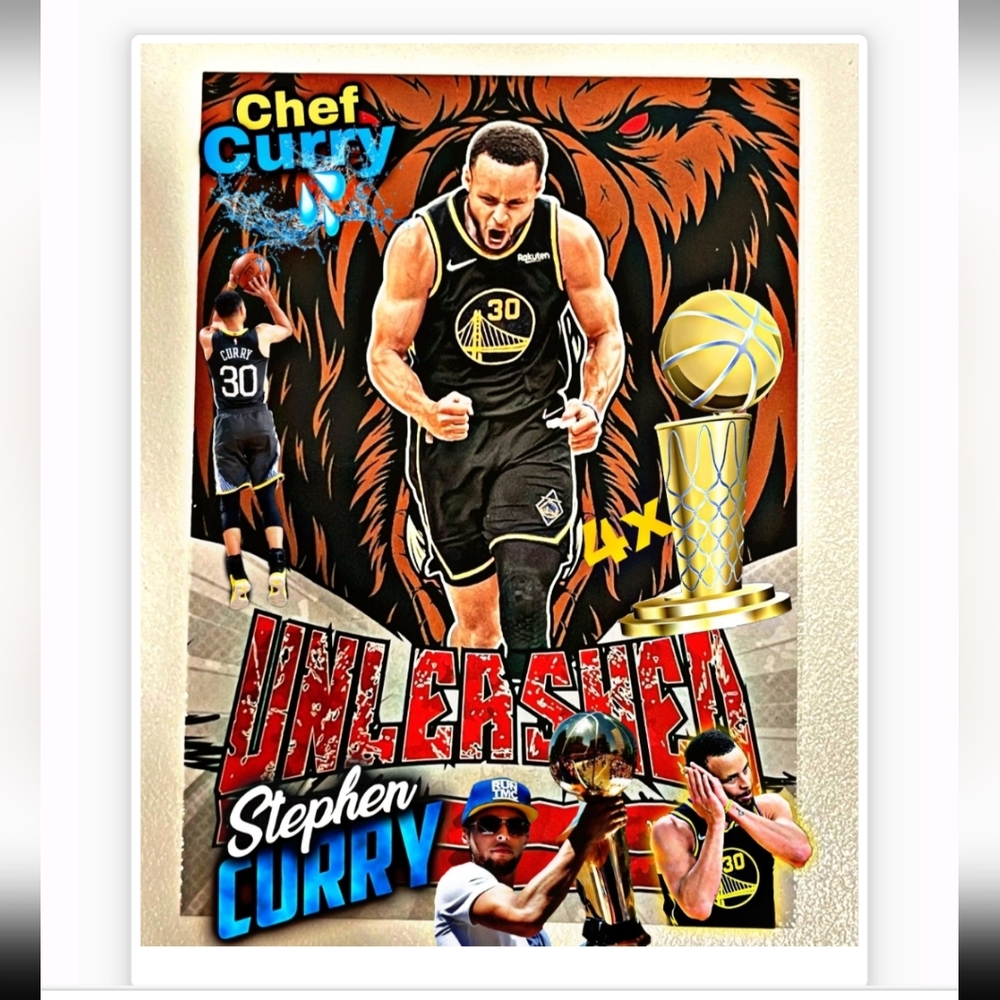 NEW!💯 STEPHEN CURRY WARRIORS SELF CREATED 8.5x11 ULTRA GLOSSY COLOR ART POSTER!